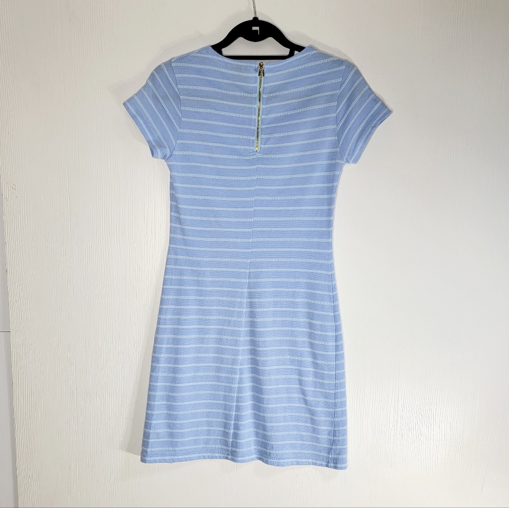 Sail To Sable Blue Striped Casual T-shirt Mini Dress Back Zip Size XS - Picture 7 of 7